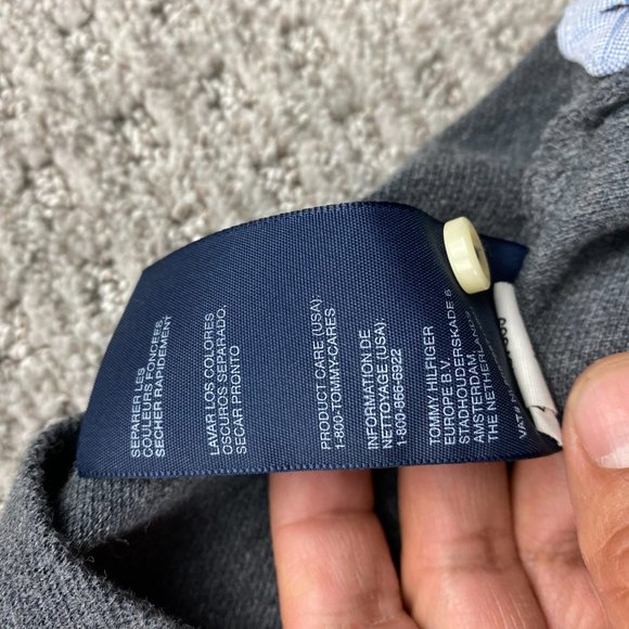 Tommy Hilfiger Polo Shirt Men Large L Gray Casual Golf Embroidered Logo Cotton - Picture 5 of 9